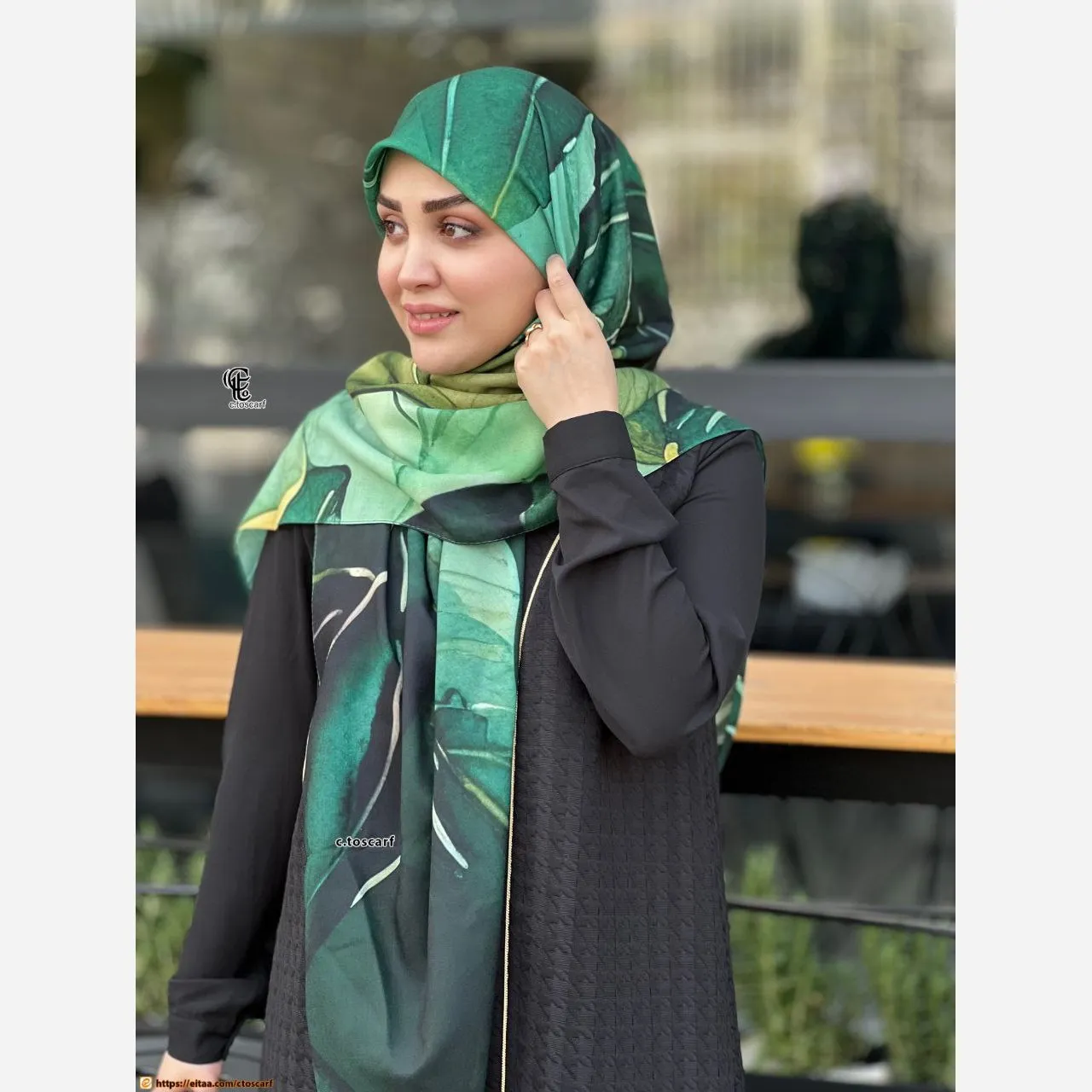 روسری نخ کاستوم طرح ضحا سایز 140 سبز
