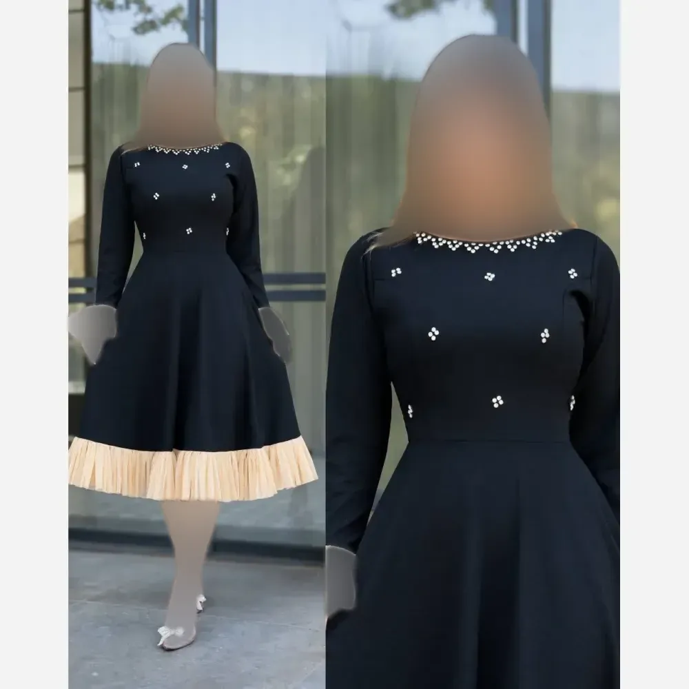 پیراهن مجلسی زنانه دالقیچ تور و نگین مشکی قد 115 سایز 40 تا 52