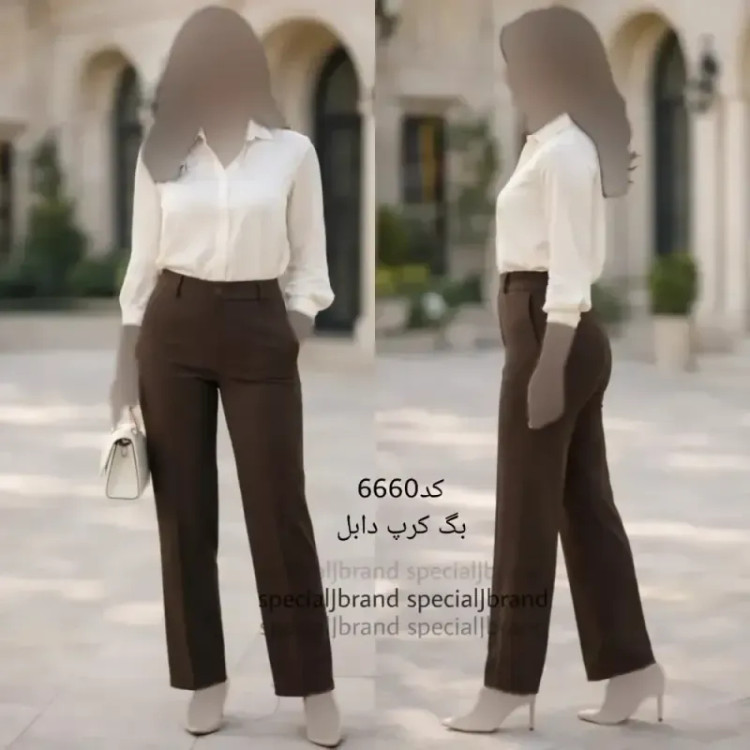 شلوار بگ زنانه جنس کرپ دابل قد 110 جیبدار