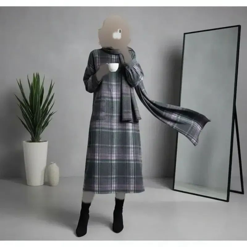 کفتان چهارخونه پشمی درجه یک فری سایز زنانه