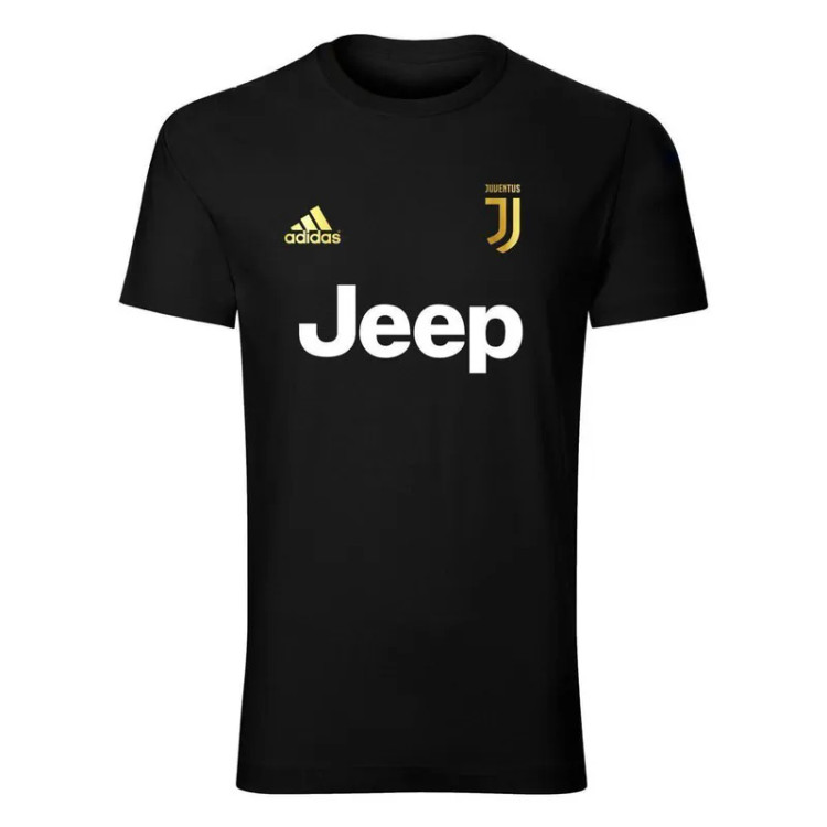 تیشرت یقه گرد آستین کوتاه مردانه طرح تیم یوونتوس رنگ مشکی جنس نخی اعلا
