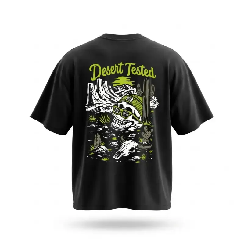 تیشرت مشکی طرح طعم کویر جنس پارچه ماکان