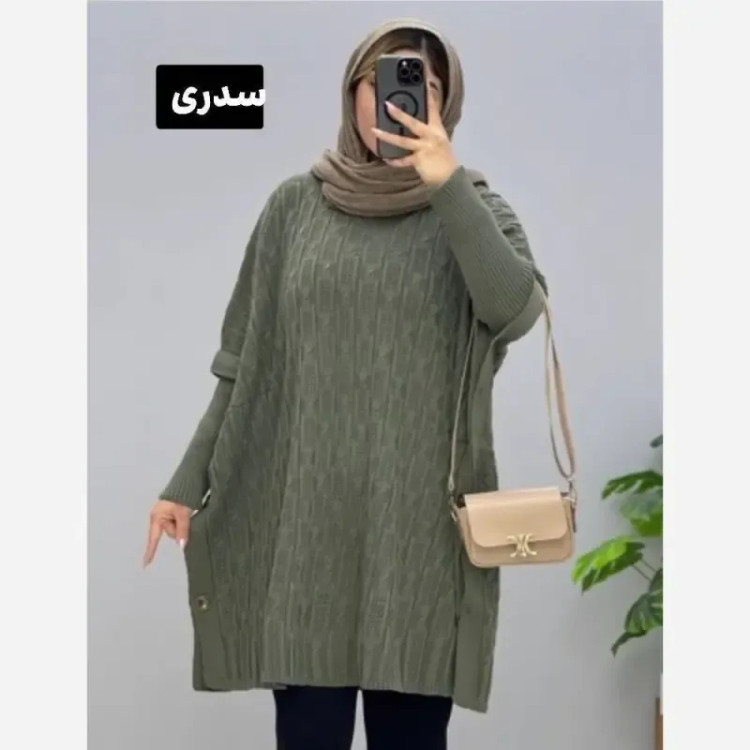 مانتو پانچ بافت ترنج فری سایز مناسب سایز 40 تا 54
