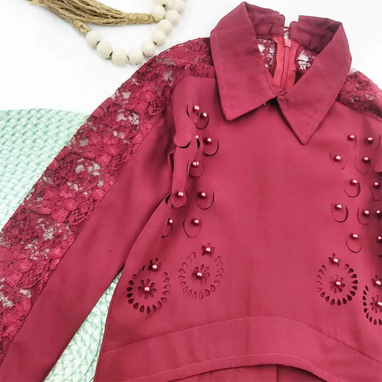 شومیز مجلسی سرشانه گیپور دخترانه حریر یقه مردانه