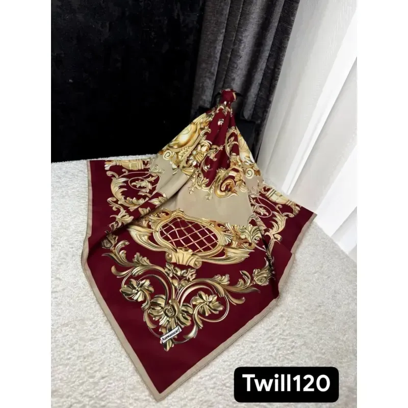 روسری ساتن ابریشم طرح رزیتا قواره 140 دور دوخت مجلسی