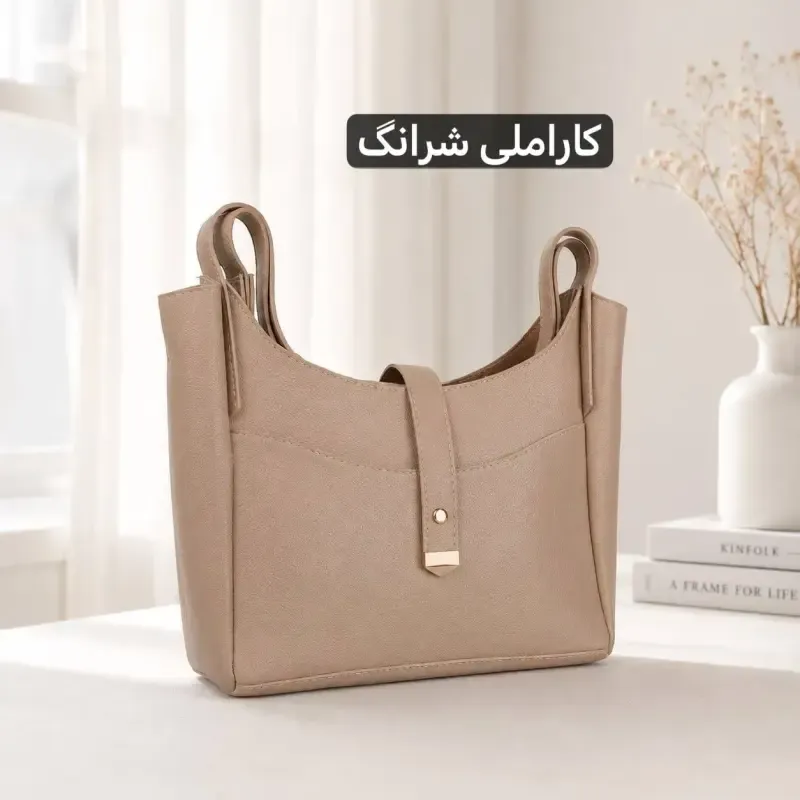 کیف زنانه روزمره چرم مصنوعی با دو بند و جیب داخلی و بیرونی