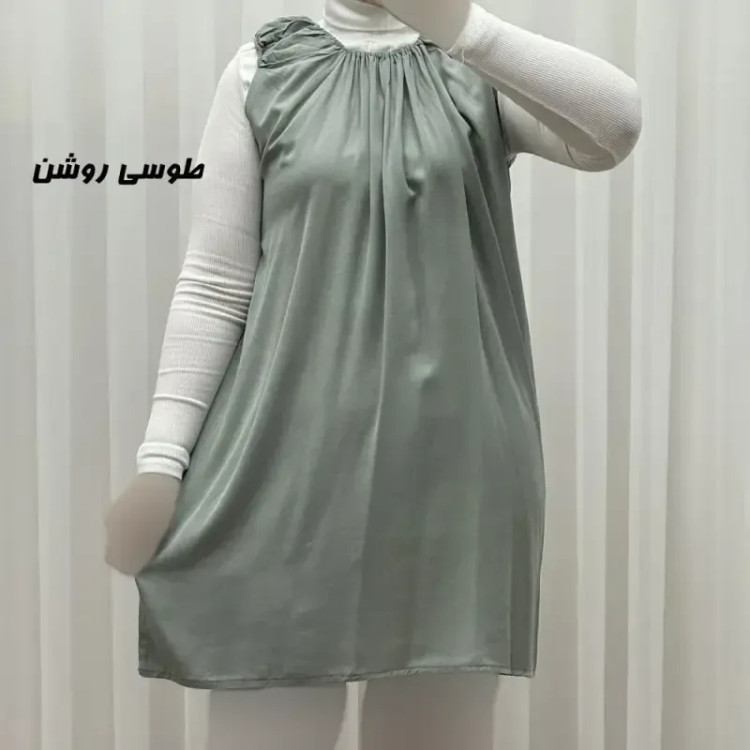 سارافون نخی زنانه کوتاه ساده فری سایز مناسب تا سایز 52