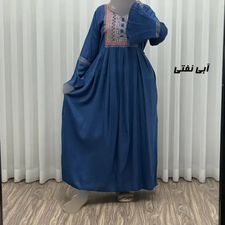 پیراهن نخی گلدوزی شده زنانه مدل مانیا فری سایز مناسب تا سایز 48