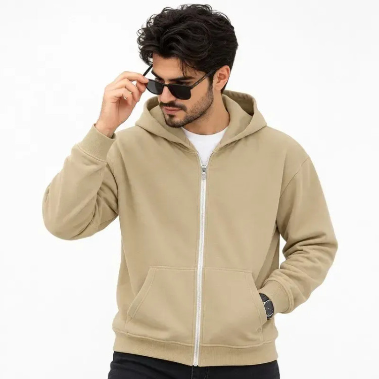 سویشرت کلاه دار مردانه پنبه ای زیپ دار ساده لیما