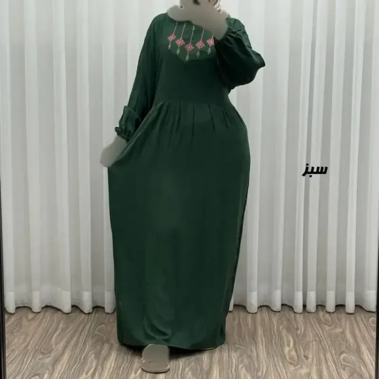 پیراهن ساحلی نخی گلدوزی شده مدل میلان فری سایز مناسب تا 46 با کمربند
