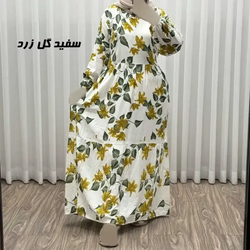 پیراهن ساحلی زنانه نخی مدل پامچال فری سایز